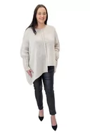 Swetry damskie - Asymetryczny Sweter Oversize Beżowy UNI - miniaturka - grafika 1