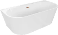 Wanny - Mexen Oval+ wanna wolnostojąca przyścienna 170 x 80 cm, biała, przelew miedź szczotkowana - 52681708000-65 - miniaturka - grafika 1