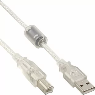 InLine Kabel USB Ferrytowy USB A/B 0.5m Przezroczysty 34505 - Kable USB - miniaturka - grafika 1