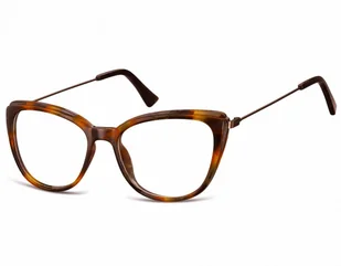 Sunoptic Okulary oprawki zerówki korekcyjne Kocie Oczy AC8E bursztynowe - Okulary korekcyjne, oprawki, szkła - miniaturka - grafika 1