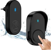 Pozostałe akcesoria do telefonów - Dzwonek bezprzewodowy z daszkiem wodoodporny do drzwi i bramy, czarny - miniaturka - grafika 1