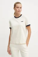 Koszulki sportowe damskie - Guess t-shirt NIA damski kolor beżowy V4BI07 J1314 - miniaturka - grafika 1