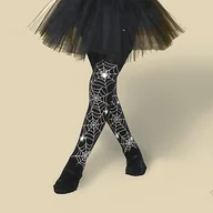 Rajstopy dziecięce - TEMU 1 szt. Rajstopy z Motywem Pająka i Dyni na Halloween dla Dziewczynki - Elastyczny Materiał, Czarne z Pomarańczowym i Białym Wzorem, Idealne do - miniaturka - grafika 1