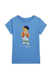 Koszulki dla dziewczynek - Polo Ralph Lauren t-shirt bawełniany dziecięcy kolor niebieski - grafika 1