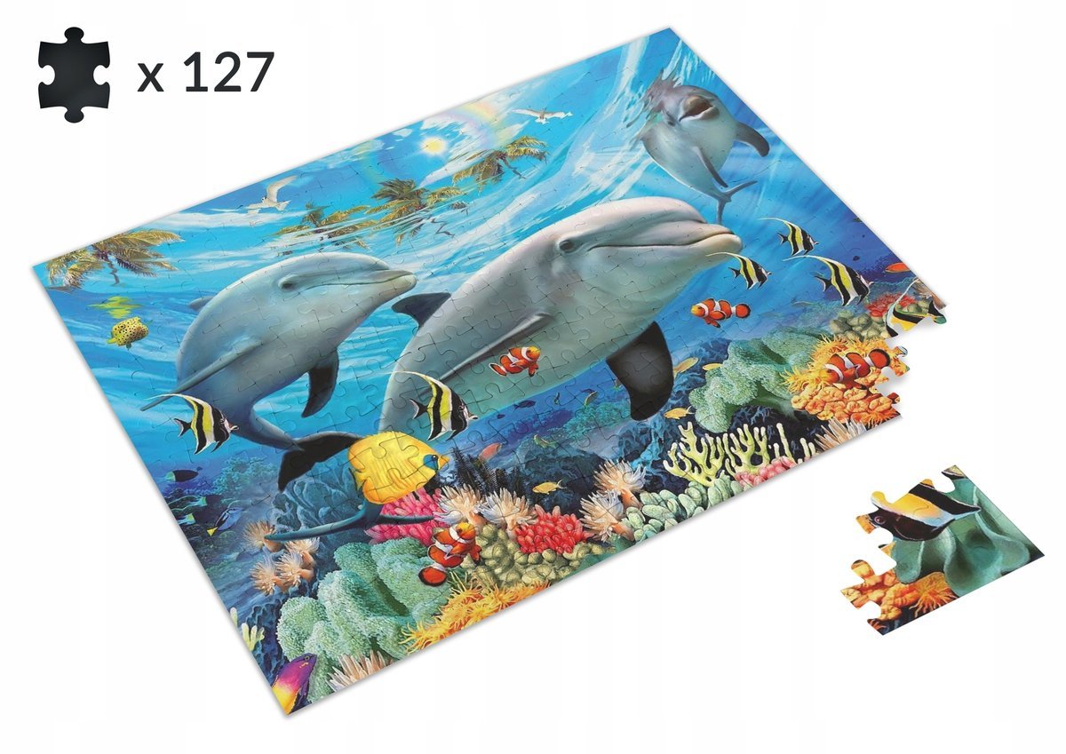 Puzzle Delfin Rośliny Morze Ocean + IMIĘ Prezent