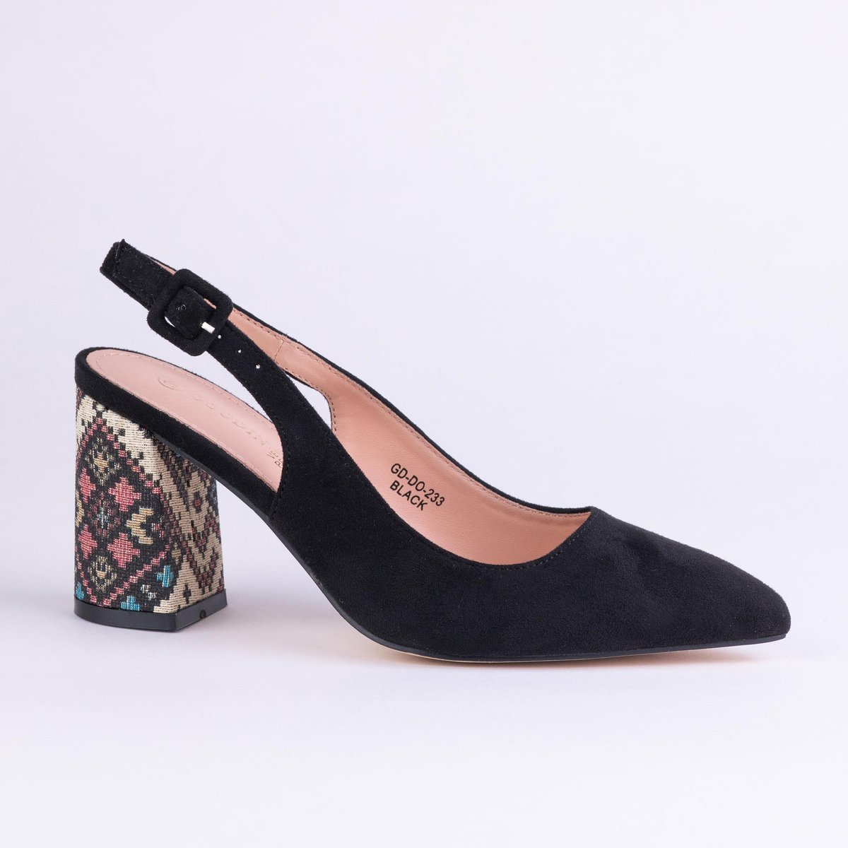 Eleganckie Czółenka Damskie GOODIN GD-DO-233 słupek, zamsz skóra czarne 41
