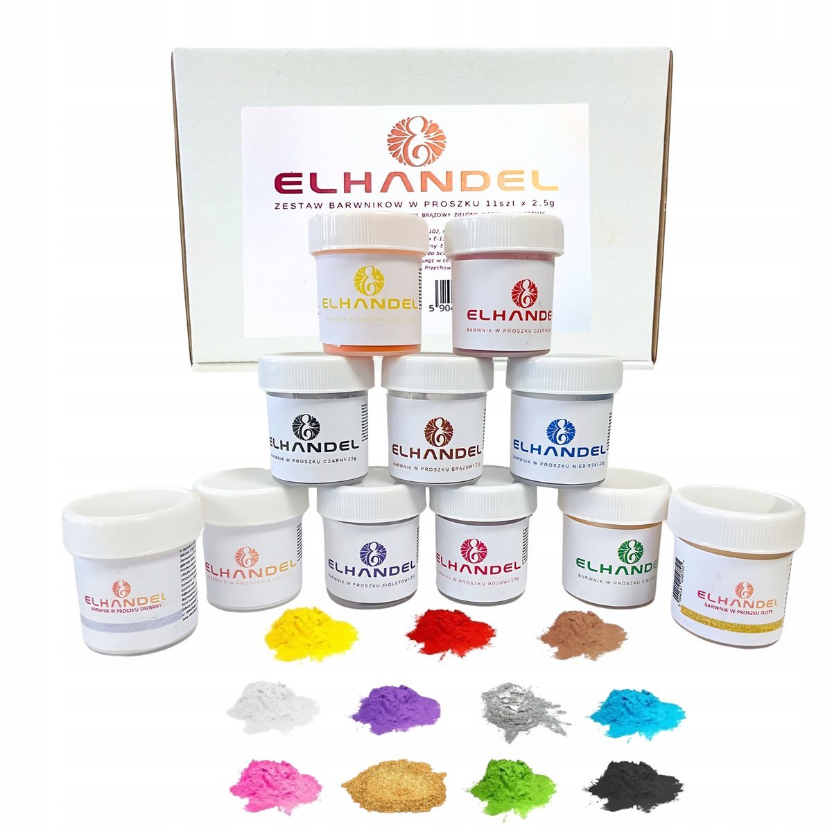 ZESTAW BARWNIK SPOŻYWCZY PROSZKU 11x ZŁOTY SREBRNY