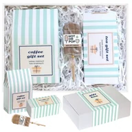 Zestawy upominkowe - Gotowy zestaw prezentowy „Biały GiftBox“ herbata sypana PREMIUM 20szt. kawa smakowa mix czekoladowy lizak prezent upominek podziękowanie dla kobiety.. - miniaturka - grafika 1