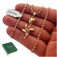 Łańcuszki - Złoty Łańcuszek Z Zawieszką Róza 18K Prezent Dla Kobiety, Mamy + Dedykacja - miniaturka - grafika 1