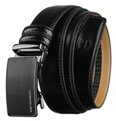 Paski - Pasek męski z automatyczną klamrą PETERSON skórzany elegancki do garnituru casualowy czarny - miniaturka - grafika 1