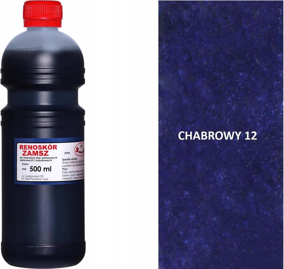 CHABROWY 12 CHABROWA FARBA RENOSKÓR 500 ML DO SKÓRY ZAMSZU NUBUKU WELURU HQ