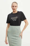 Koszulki sportowe damskie - Guess t-shirt PYRAMIDE damski kolor czarny W4YI35 KC8T0 - miniaturka - grafika 1