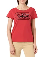Koszulki i topy damskie - Love Moschino Damska koszulka Boxy Fit Short Sleeves with Skate Print, czerwony, 38 - miniaturka - grafika 1
