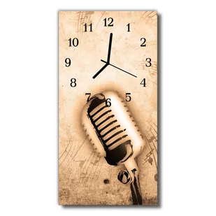 Zegar szklany pionowy Muzyka Mikrofon beżowy - Zegary - miniaturka - grafika 1