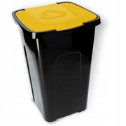 Kosze na śmieci - Kosz do segregacji śmieci Tuna 50L, z żółtą pokrywą - miniaturka - grafika 1