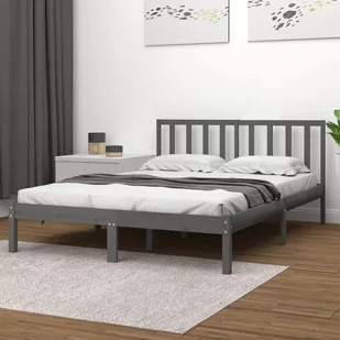 Lumarko Rama łóżka, szara, lite drewno sosnowe, 135x190 cm, podwójna - Łóżka - miniaturka - grafika 1
