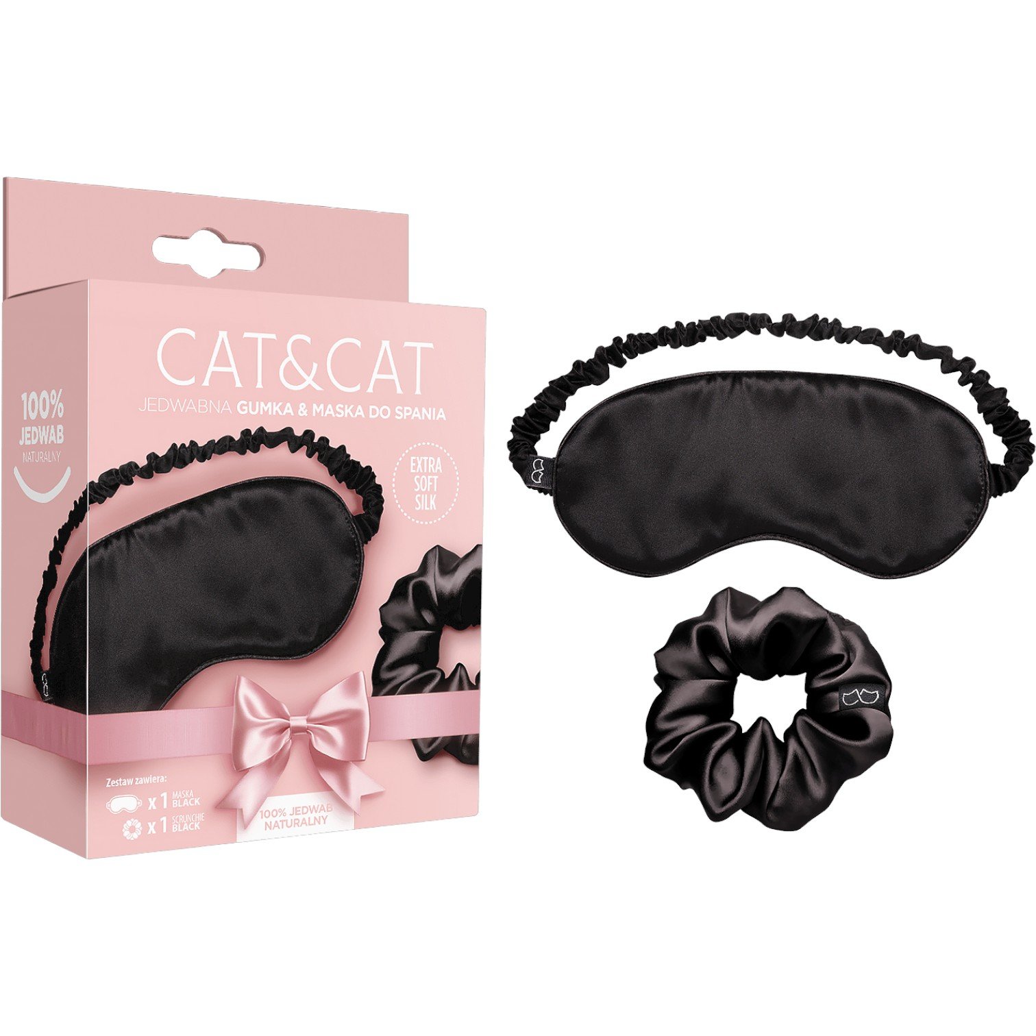 Cat&Cat Zestaw Zestaw jedwabny: maska + gumka Black