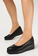 Czółenka - Czarne Czółenka na Niskim Koturnie z Okrągłym Noskiem Ryelle - miniaturka - grafika 1