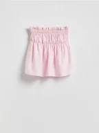 Bluzki damskie - Reserved - Marszczony top z wiskozą - różowy - miniaturka - grafika 1