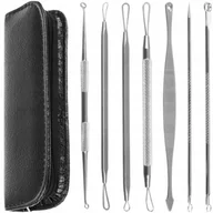 Pozostałe urządzenia kosmetyczne - Łyżeczki Do Usuwania Wągrów Zestaw 7W1 Wyciskania Zaskórników Pryszczy Etui - miniaturka - grafika 1