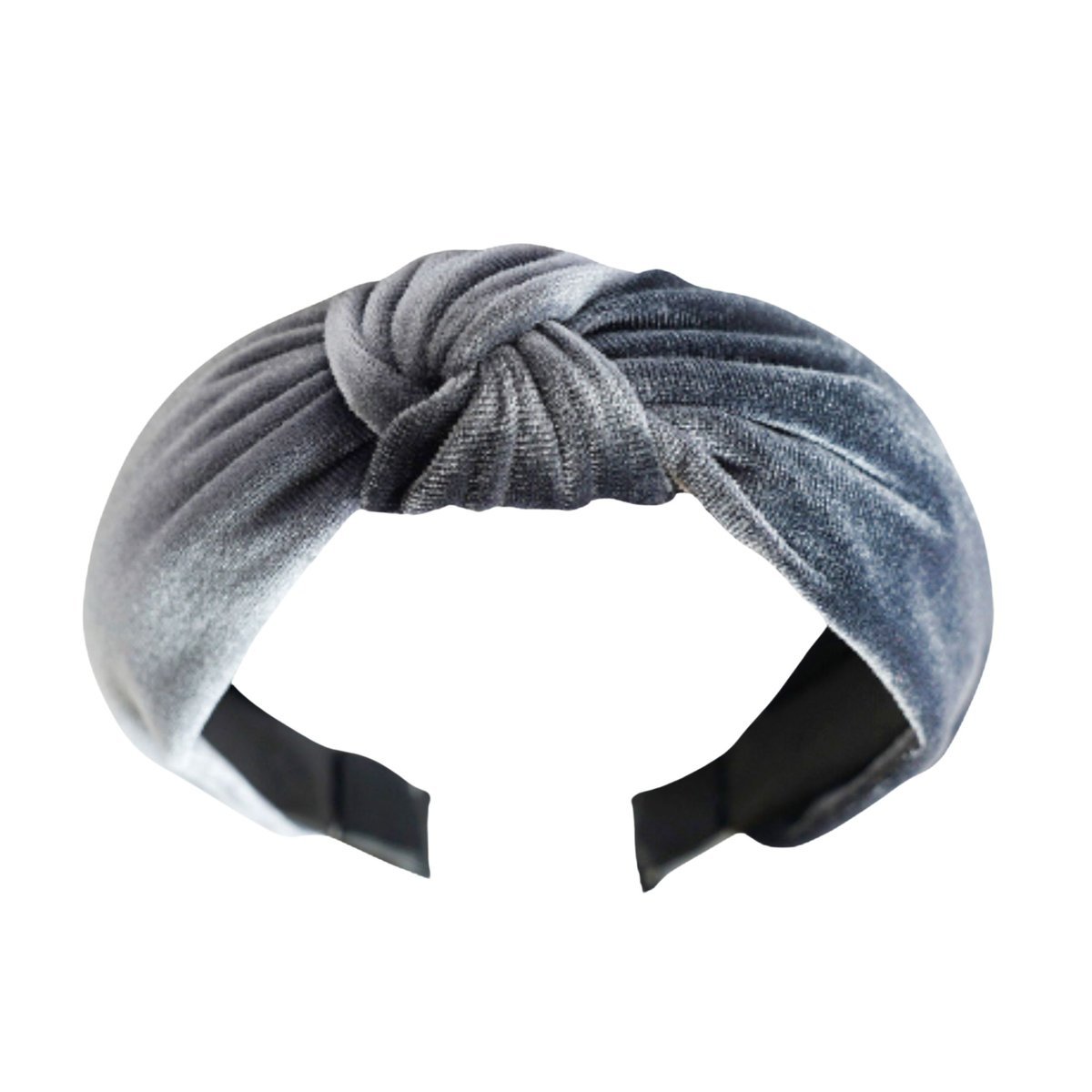 Opaska do Włosów Szara na Głowę Welurowa Szeroka z Supłem Wygodna i Lekka