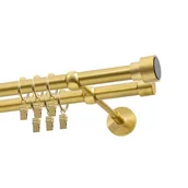 Karnisze - Karnisz DECASTYL Slick podwójny z kółkami FI 19 mm 200 cm Mosiądz Satyna - miniaturka - grafika 1