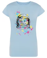 Koszulki i topy damskie - T-Shirt kolorowy nadruk Kot ASTRONAUTA r. L - miniaturka - grafika 1