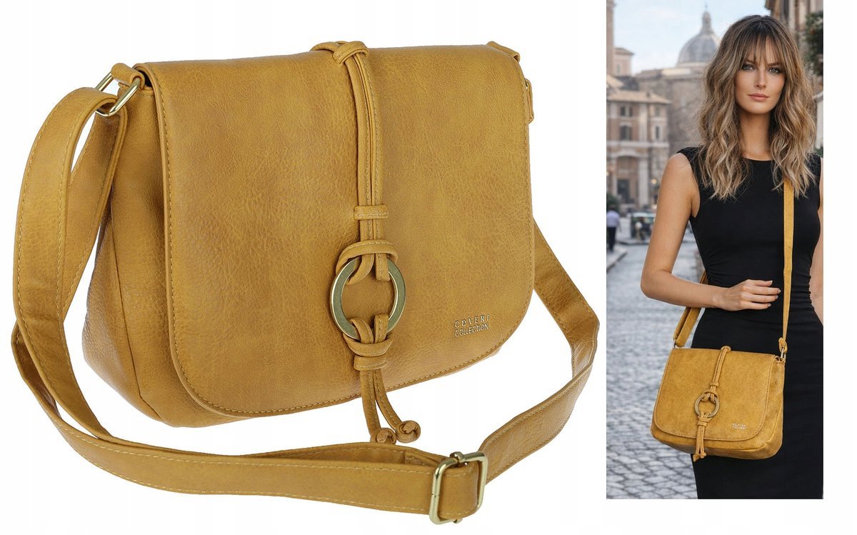 Torebka damska COVERI COLLECTION pojemna Listonoszka CC80733 żółta