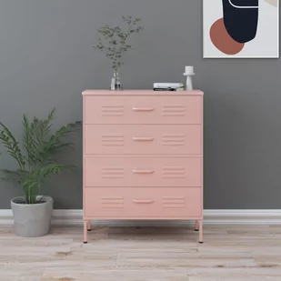 vidaXL Szafka z szufladami różowa 80x35x101,5 cm stalowa 336202 - Komody - miniaturka - grafika 1