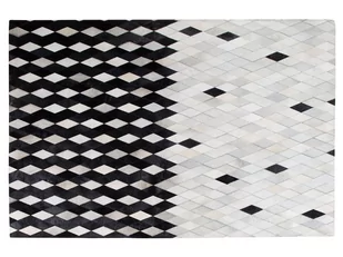 Beliani Dywan skórzany biało-czarny 140 x 200 cm MALDAN - Dywany - miniaturka - grafika 1