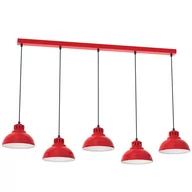 Lampy sufitowe - Czerwona lampa wisząca z pięcioma kloszami LX 9229 z serii SVEN - miniaturka - grafika 1