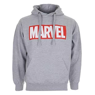Marvel Męska bluza z kapturem z długim rękawem z logo Core, szary (sportowy szary), XXL - Bluzy męskie - miniaturka - grafika 1