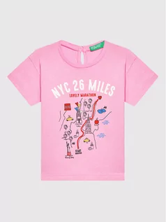 Koszulki dla chłopców - Benetton United Colors Of T-Shirt 3096C154F Różowy Regular Fit - grafika 1