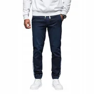Spodnie męskie - Modne jeansowe joggery męskie ciemnoniebieskie Ombre OM-PADJ-0156 V4 r. M - miniaturka - grafika 1