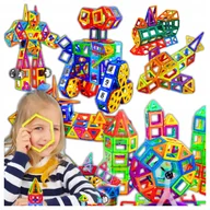 Klocki - MAGNETYCZNE KLOCKI NEODYMOWE KUFEREK ZESTAW 128 el KONSTRUKCYJNE MAGNESY - miniaturka - grafika 1