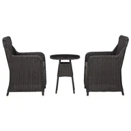 Meble ogrodowe - vidaXL 3 częściowy zestaw mebli bistro poduszki rattan PE czarny 46549 46549 - miniaturka - grafika 1