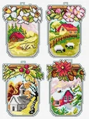 Pasmanteria - Zestaw do haftu krzyżykowego kanwa plastikowa mulina DMC - Słoiki - miniaturka - grafika 1