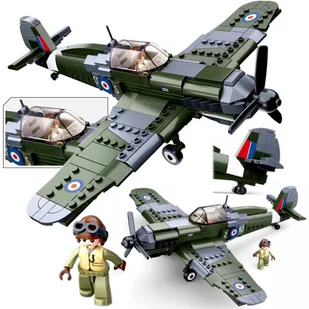 Klocki Myśliwiec Supermarine SPITFIRE Samolot Armia FIGORKA PILOT - Klocki - miniaturka - grafika 1