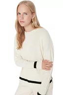 Swetry damskie - Trendyol Damska bluza z okrągłym dekoltem, jednokolorowa, oversize, sweter, Ecru, S - miniaturka - grafika 1