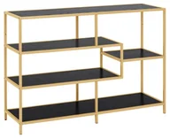 Regały - Seaford bookcase Shelf melamine black ash Frame steel gold 114x35x78 cm - miniaturka - grafika 1