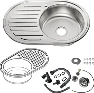 Zlewozmywaki - Zlewozmywak kuchenny Mucola Zlewozmywak ze stali nierdzewnej Wbudowany zlewozmywak ze stali nierdzewnej z półką - wbudowany zlewozmywak 77CM okrągły Wyrównanie w prawo - miniaturka - grafika 1