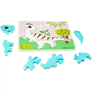 Drewniana kolorowa układanka puzzle dinozaury Corythosaurus - Puzzle - miniaturka - grafika 1