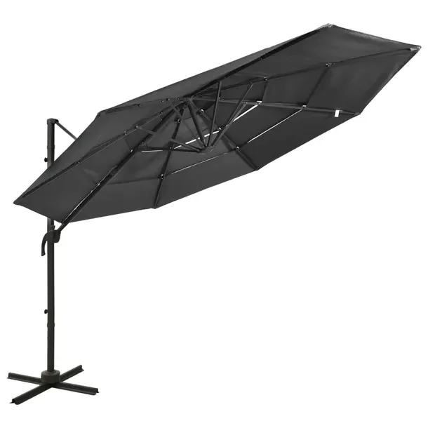 Parasol ogrodowy 4-poziomowy antracytowy 300 x 300 x 247 cm