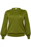 Swetry damskie - Kaffe Curve Plus Size Damski sweter zrelaksowany dopasowany długi rękaw Crew Neck damski, Calla Green, XL duże rozmiary - miniaturka - grafika 1