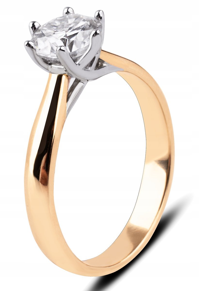 KLASYCZNY ZŁOTY PIERŚCIONEK ZARĘCZYNOWY Z MOISSANITEM 1CT 14KT 585