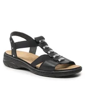 Sandały damskie - Sandały Rieker 64580-00 Czarny - miniaturka - grafika 1