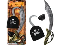 Dodatki do strojów karnawałowych - Zestaw Pirata MIECZ OPASKA na OKO HAK na Rękę STRÓJ KARNAWAŁOWY PIRAT - miniaturka - grafika 1