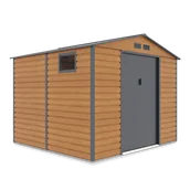 Altany ogrodowe - Domek narzędziowy MONTREAL 277x259 cm metalowy Oak Grey ogrodowy z oknami nowoczesny na narzędzia, pojemny Hardmaister szopa ogrodowa - miniaturka - grafika 1