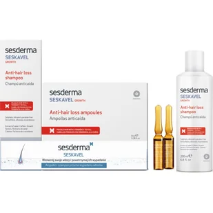 SesDerma promocyjny zestaw Seskavel ampułki przeciw wypadaniu włosów 12 amp po 8 ml + szampon przeciwko wypadaniu włosów 200 ml - Szampony do włosów - miniaturka - grafika 1