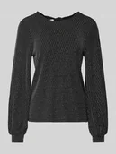 Bluzki damskie - Bluzka o kroju regular fit z długim rękawem i odznaczającym się, metalicznym wzorem na całej powierzchni model ‘CAROL’ - miniaturka - grafika 1